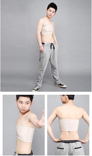 Vista 2 de BaronHong Cosplay algodón 3 filas de ganchos para pecho banda elástica sin tirantes para Tomboy Trans Lesibian