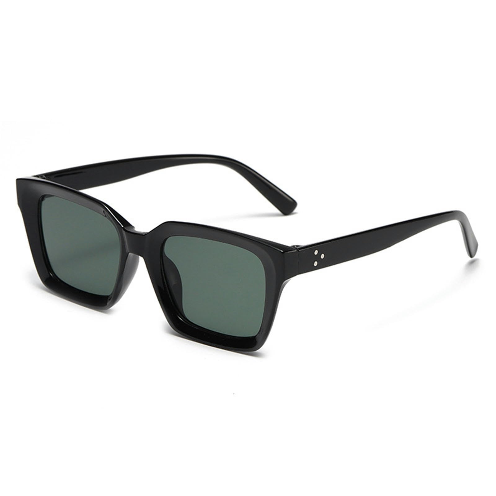 Occhiali da Sole da Donna Occhiali retrò alla Moda per Uomini E Donne, Occhiali da Sole di Guida alla Moda con Protezione UV-Foglio Verde Scuro con Cornice Nera