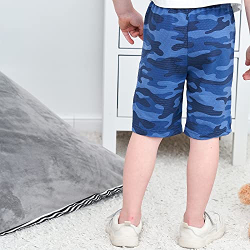 Kisbini Boys Athletic Shorts Quick Dry Shorts With Pockets Sport Active Camo Shorts Blue 110 #TOP7