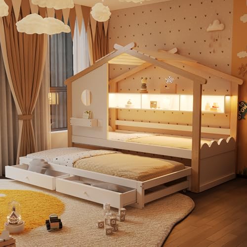 Lit Enfant 90x200cm avec Port USB et lumière LED,Conception de Maison,Lit d'enfant...