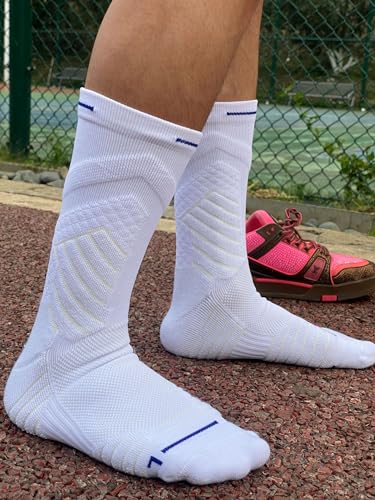 3 Pairs Athletic Socks Sweat-Absorbing Anti-Slip Crew Socks Sports Running Basketball Socks for Men Women Teens4