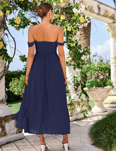 Image of GRACE KARIN 2026 Women's Summer Floral Wedding Guest Dress,Beach Flowy A Line Maxi Off Shoulder Bridesmaid Dresses