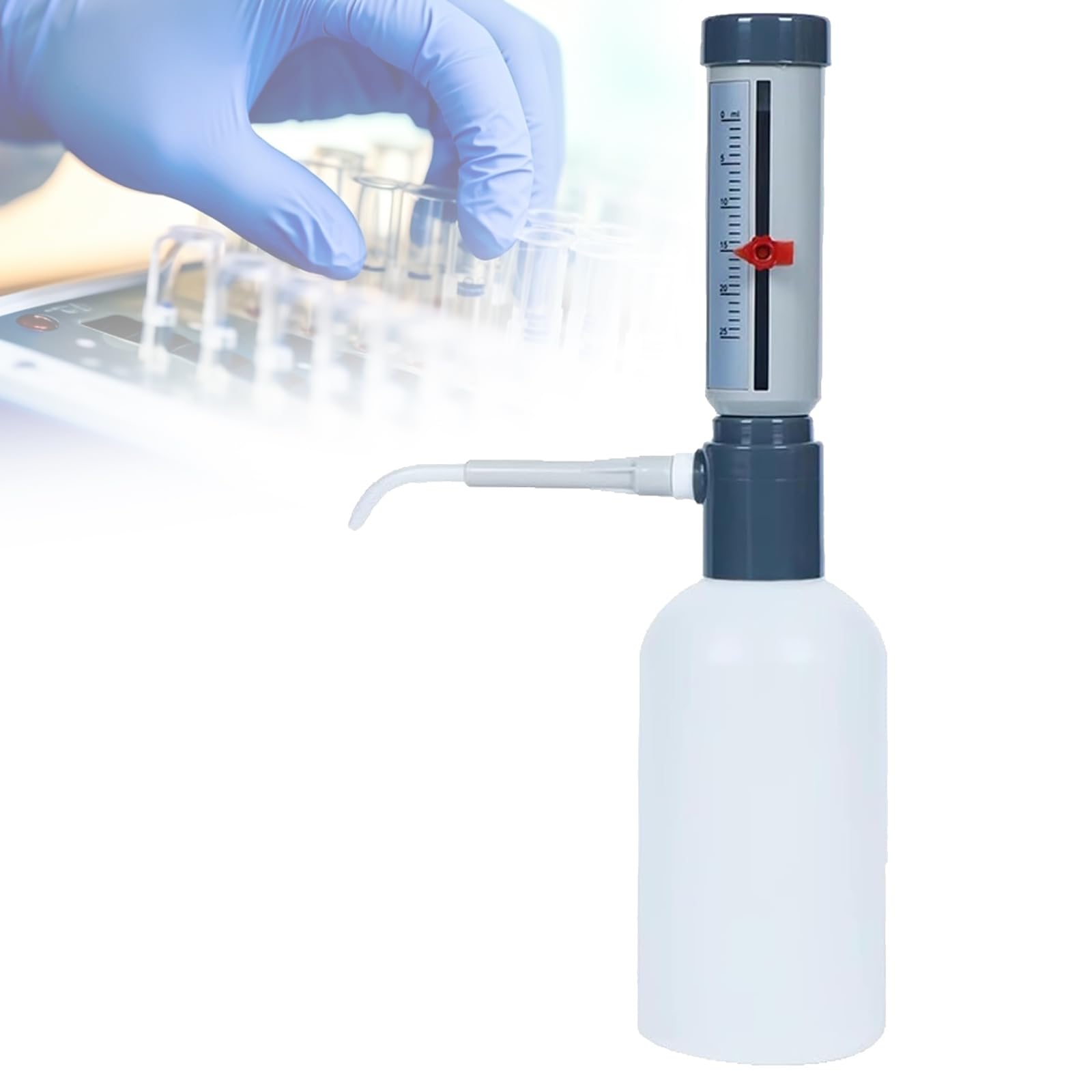 VILA SMO Liquid Sleeve Type Adjustable Adder, 0-25ml Lab Bottle Top Dispenser With 500ml/1000ml Plastic Bottle, Precision-engineered & Adjustable Dosage, For Accurate Liquid Measurement. 500ML