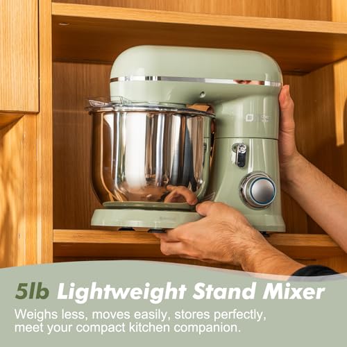Image of Kitchen in the Box Stand Mixer, 3.5 QT Small Kitchen Electric Stand Mixers, 10-Speed Portable Lightweight Dough Mixer for Daily Use with Egg Whisk, Dough Hook, Beater (Light Green)