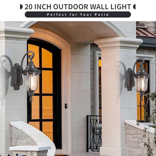 Outdoor Wall Light Fixture Black Porch Lights Outside Wall Mounted Lighting Clear Glass Shades Exterior Waterproof Lanterns Modern Outdoor Wall Sconces for Home, Yard, Patio