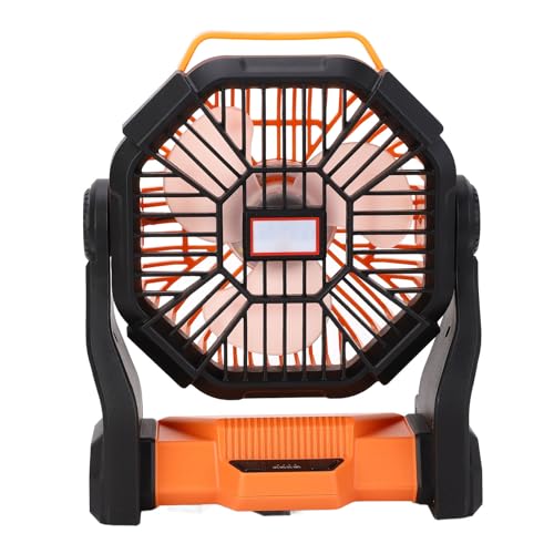 Ventilador de Campamento Al Aire Libre, Ventilador de Campamento Circulación Aire Luz LED Multifuncional, Banco Potencia Velocidad Ajustable 8000 MAh para Acampar (ORANGE)