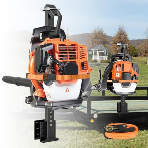 Heavy Duty Backpack Blower Rack Leaf Blower Rack Holder for Trailers Backpack Blower Storage Holder with Adjustable Holding Base for Open or Enclosed Lawn & Landscape Truck & Trailer Rack Black