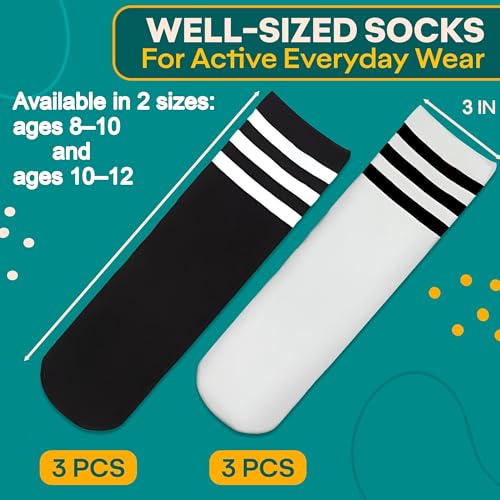 Soccer Socks Girls - 6 Pcs Cotton Knee High Girl Soccer Sock 8-10 Years Old, Breathable & Soft Material, Easy to Wash, Elastic Long Socks for Girls- for Football, Basketball, Volleyball, Everyday Wear2