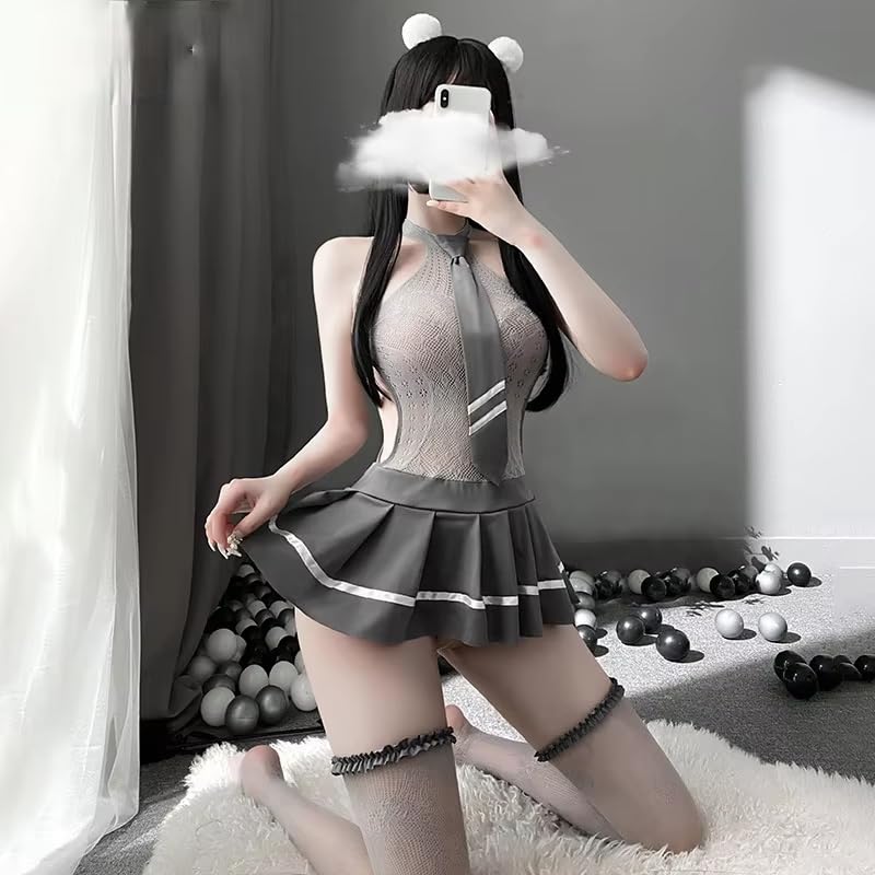 Image of GirlFriend Lingerie One Piece Nurse Deep V Neck Teddy Princess Lingerie Set - Fairytale Nurse Bikini Set for women wife