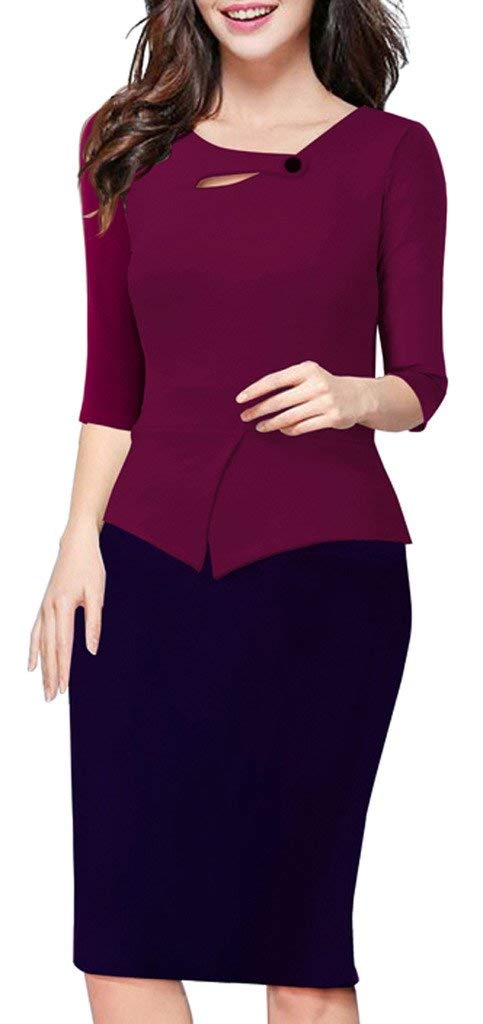 homeyee women's elegant chic bodycon formal dress b288 Sexy Dress Bodycon Elegant Side Slit Party- Looks Elegant