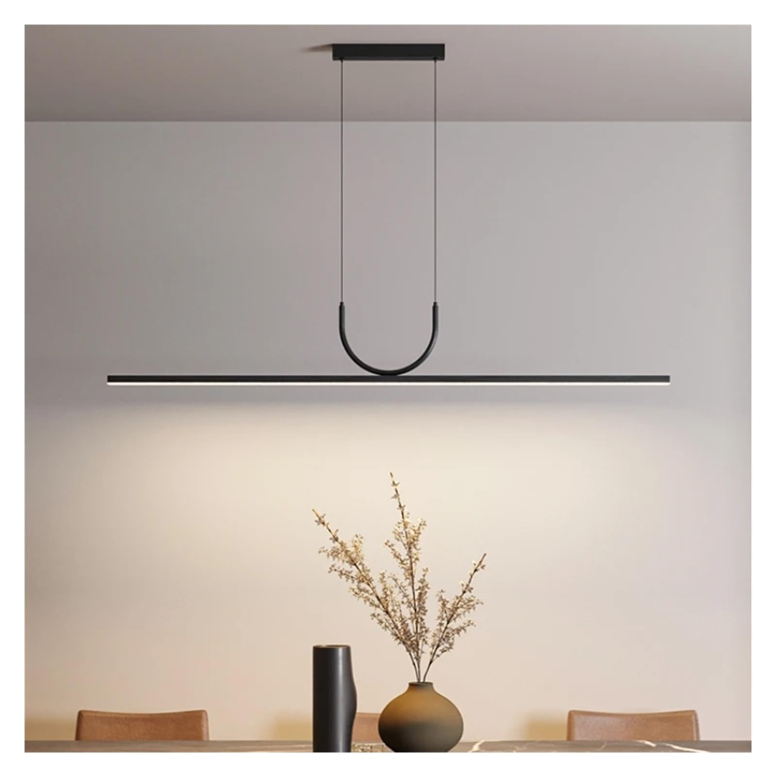 Lampe suspendue restaurant et lustre LED noir pour îlot cuisine ou bureau moderne
