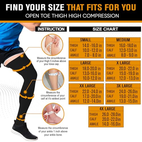 Doc Miller THIGH-HIGH-OPENTOE-1520-BLK-L Thigh High Compression Socks Women And Men 15-20Mmhg thumb #2