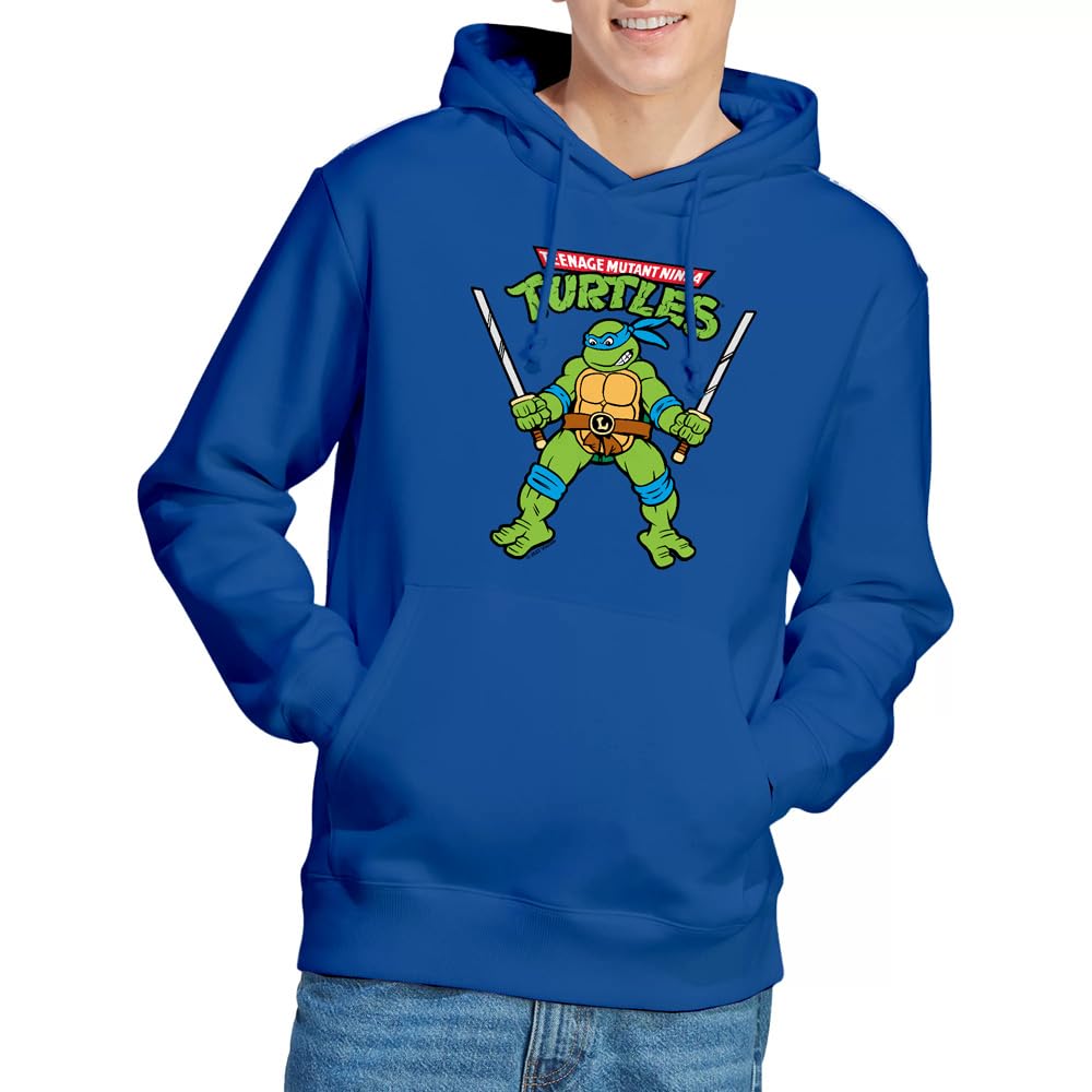 Teenage Mutant Ninja Turtles Tmnt Retro Leo Hoodie, Royal Blue, Medium