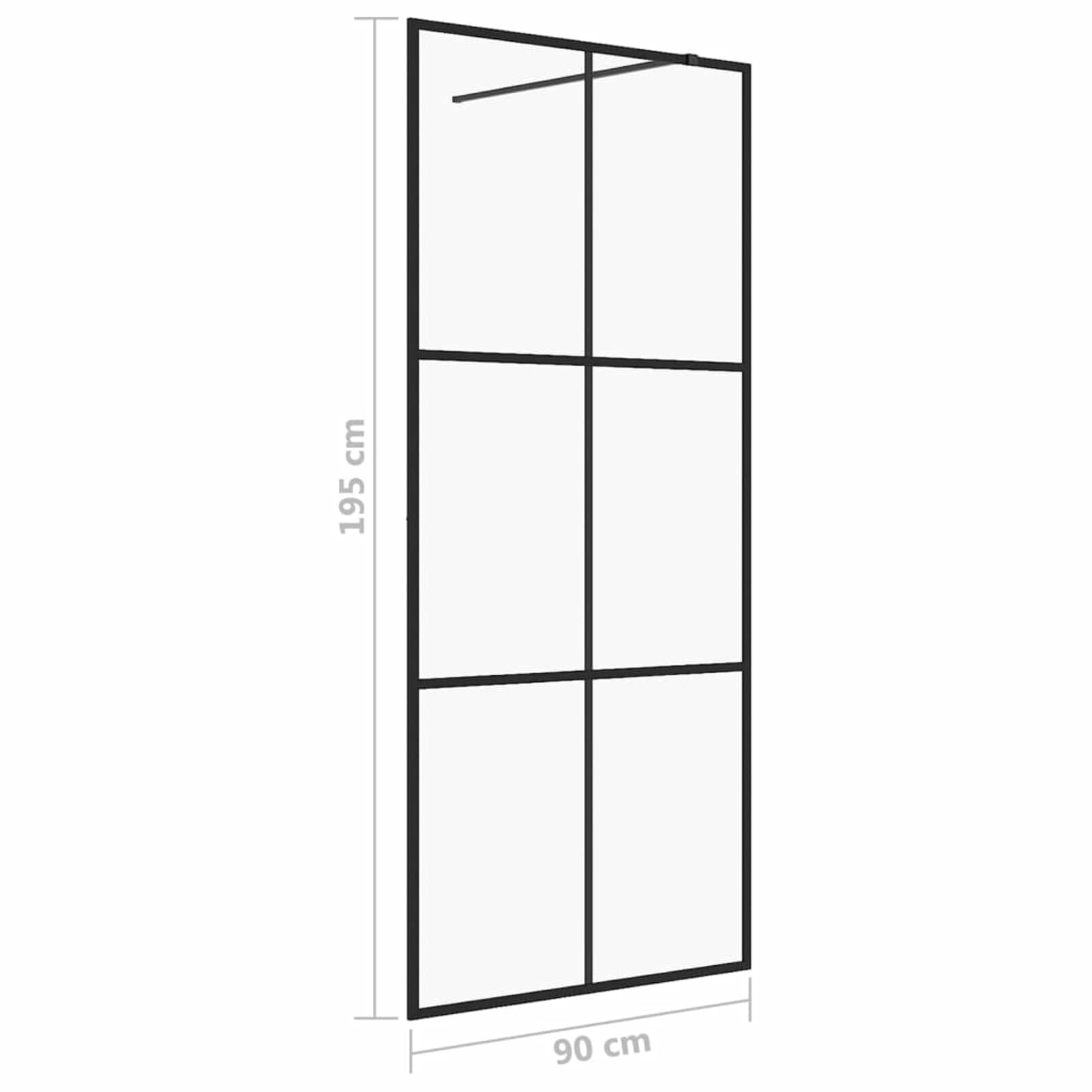 LAPOOH Mampara Ducha accesible Vidrio ESG Transparente Negro 90x195 cm, Mampara Bañera, Mampara Baño Ducha, Cabina De Ducha, Mampara Baño - 151024