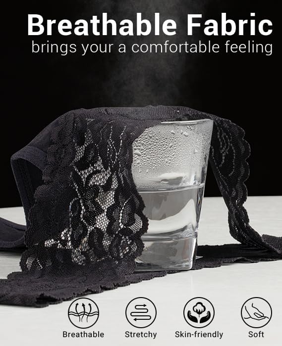 Jo & Bette Lace Thongs for Women - 6 or 12 Pack Low Rise Thongs - Lace Panties Cotton Underwear Women Sexy No Show Soft - Image 5