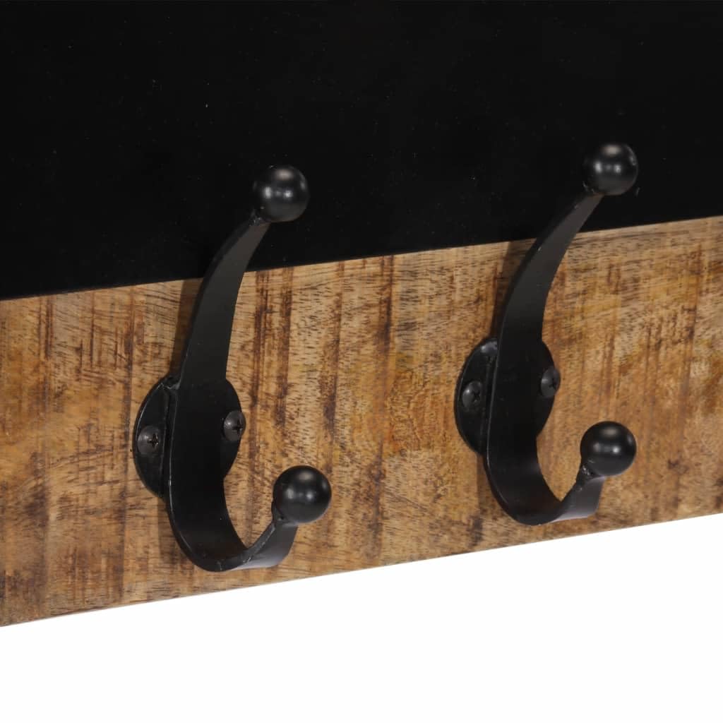 Perchero de pared con 4 ganchos, 2 unidades, madera maciza de mango