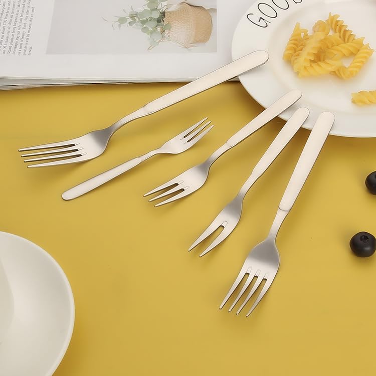 Ensemble De Couverts en Argenterie, 5/20/30/40/50/60 Pièces, Fourchette en Acier Inoxydable 316, Vaisselle D'Hôtel, Fourchette À Steak, Fourchette À Dessert, Fo,Silver-20 Pieces for 4