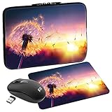 PEDEA Design Tablet PC Tasche 10,1 Zoll (25,6cm) mit Mauspad und schnurloser Maus, Dandelion