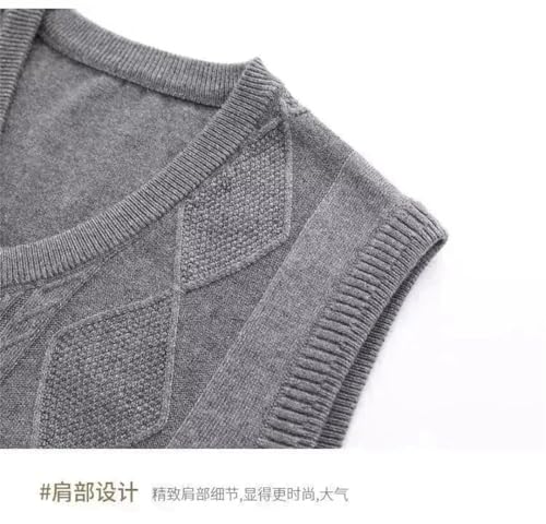 Men V-Neck Solid Twisted Flower Screw Thread Thicken Sleeveless Pullovers Knitd Vest4