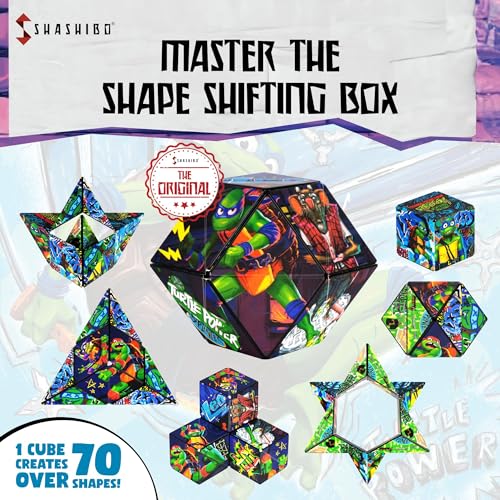 Image of Shashibo Teenage Mutant Ninja Turtles Magnetic Puzzle Cube, Fidget Toy | 100+ Possible Shapes, Stress Relief Fidget Toy For Adults & Kids, Fun Shape Shifting Puzzle Box For All Ages