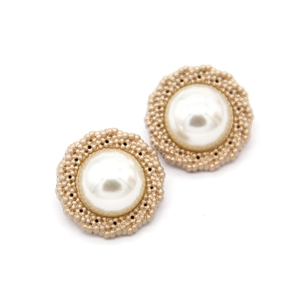 5PCS Pearl Gold Metal Women Coat Buttons for Clothing Sweater Decoration Sewing Crafts Accessories — image 1