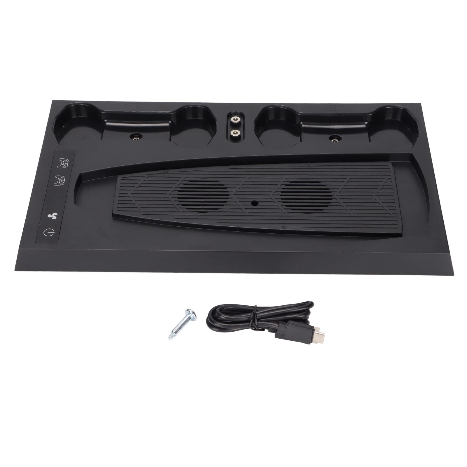 Supporto per Ventola di Raffreddamento Stazione di Ricarica per Controller Doppio Multifunzione con 2 Porte USB E 2 Porte USB-C, Base per Ventola di Raffreddamento per PS5, Organizer per Conso