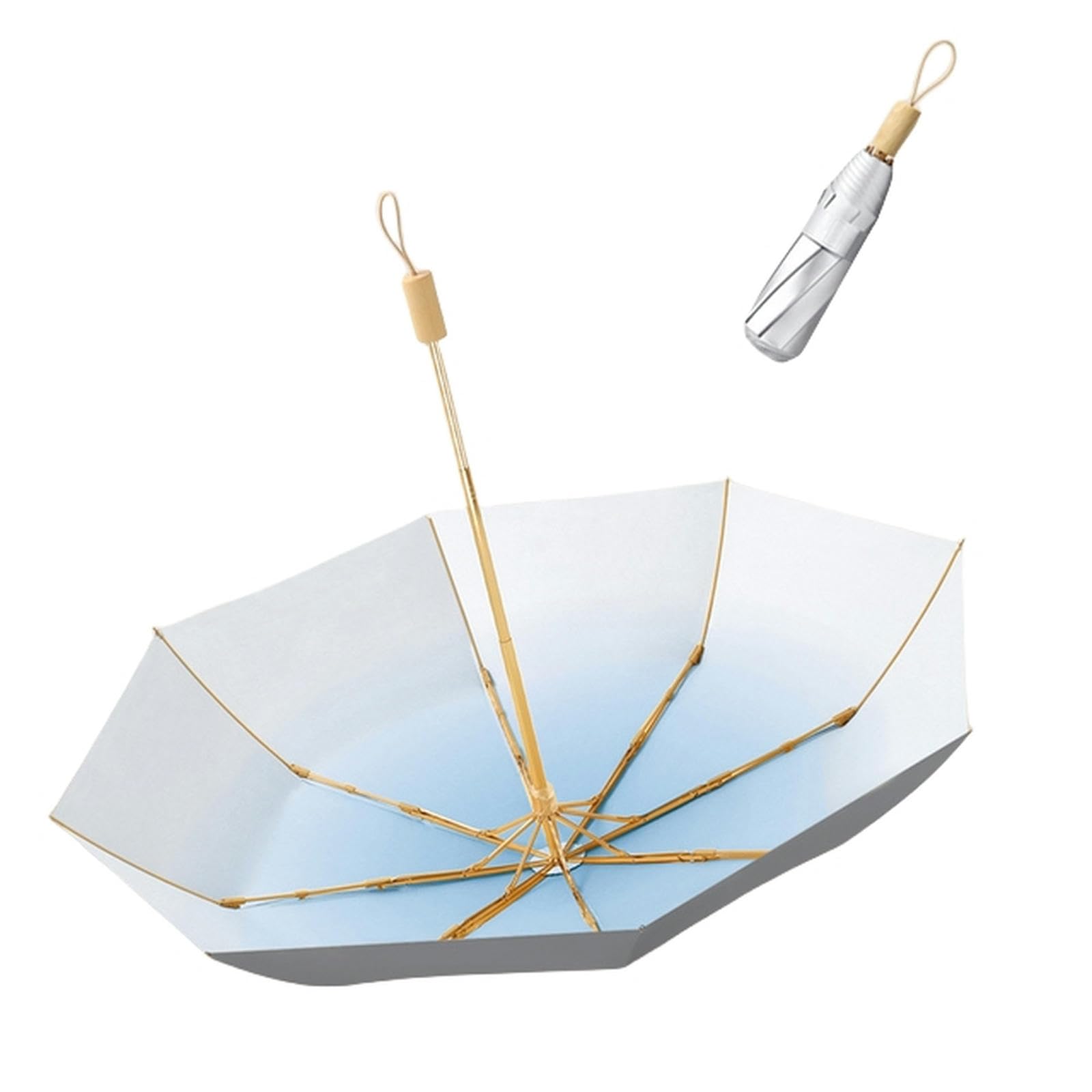 MdybF Parasol 8 żeber ręczny parasol srebrny parasol chroniony przed deszczem lub połyskiem parasol