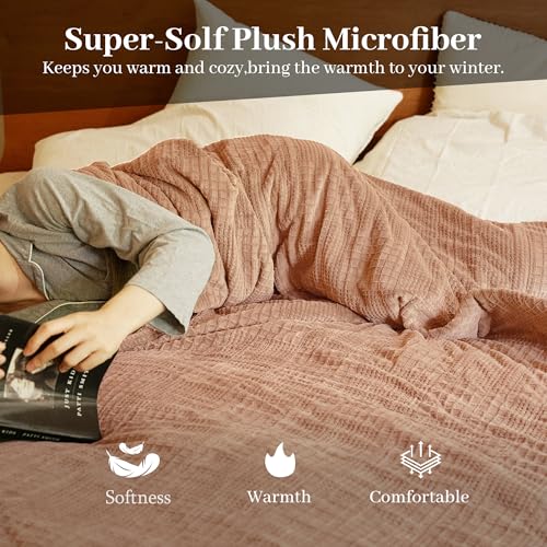 Electric Blanket Queen Size 84''X90'' - Heated Blanket with Dual Control Fast Heating 10 Heating Levels & 10 Hours Auto Off,ETL Certified Machine Washable (Fog Rose)