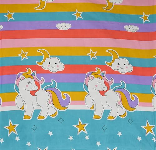 Image of Unicorn Combo Bedsheet Set with Comforter for Kids | Soft & Cozy Bedding Set | Lightweight Pillow | Cute Unicorn Print Single Bed 1 Bed Sheet abd 1 Pillow Cover