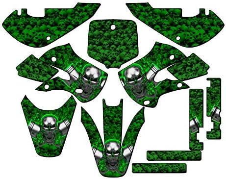 2002-2009 KLX 110 Flaming Gearhead Green Senge Graphics Complete Kit Compatible with Kawasaki
