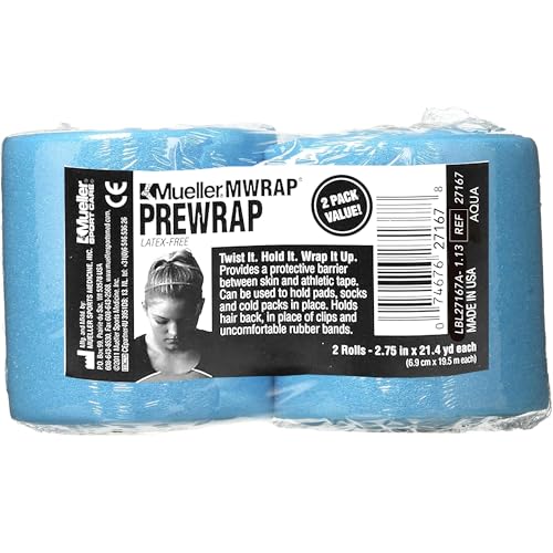 Image of Mueller Sports Medicine MWrap, Pre Wrap, Athletic Tape Underwrap for Sports, Hair, Ankles, Wrist, Hands and Knees, Water-Resistant, Latex Free, 2.75 inch x 21.4 Yards Per Roll, 2 Rolls
