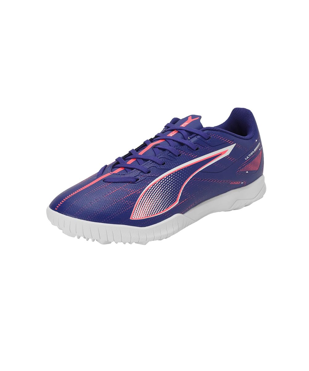 PUMA Unisex Adults Ultra 5 Play TT Soccer Shoe, Lapis Lazuli-PUMA White-Sunset Glow, 5 UK