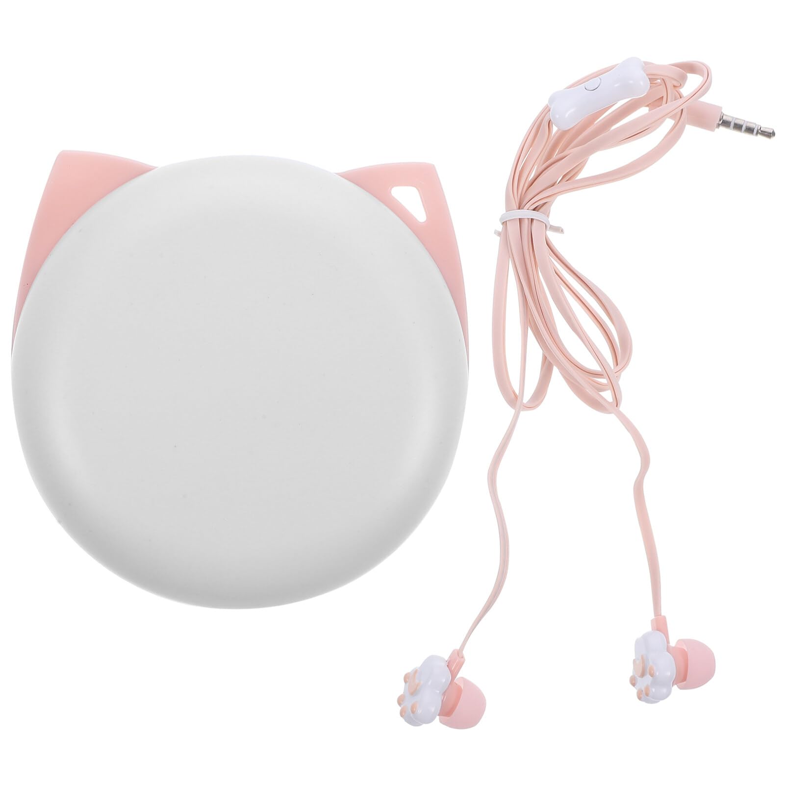 Mikikit 1pc Paw Case Phones Microphone Headphones Wired Cat Style Corded Pink - Phone Earphones Kitten Microphone.mm USB Cell Cartoon Girls with Earbuds for Earphone in