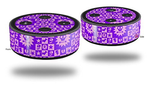 Skin Wrap Decal Set 2 Pack for Amazon Echo Dot 2 - Gothic Punk Pattern Purple (2nd Generation ONLY - Echo NOT Included)