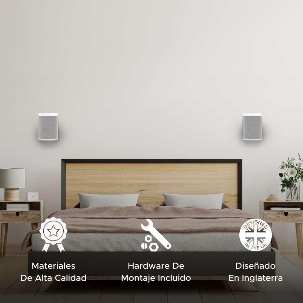 Sound bass One, Gen 2, SL & Play:1 Soporte de Montaje en Pared, Blanco, Compatible con Sonos One, Gen2, One SL & PLAY1 Speaker, Posición Fija