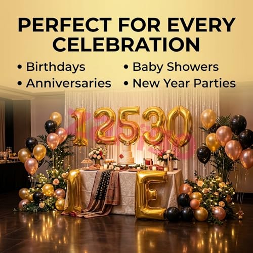 Image of Balloonistics Gold 40-Inch Foil Number 19 Balloon - Helium or Air Fill for 19th Birthday, Anniversary Party Decoration, Photo Booth Backdrop, Cake Table Decor