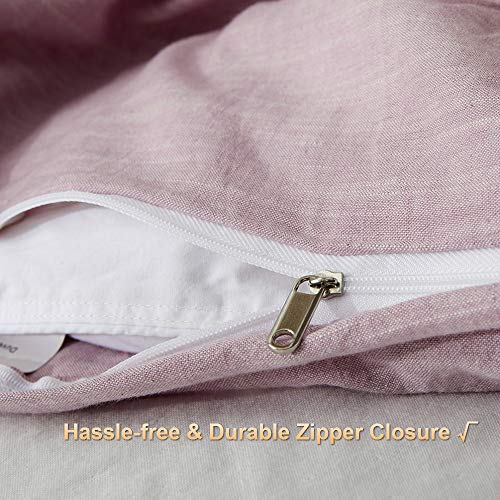 Bfs Home Stonewashed Cotton/Linen Duvet Cover King, 3-Piece Comforter Cover Set, Breathable And Skin-Friendly Bedding Set (Light Pink, King) #TOP3