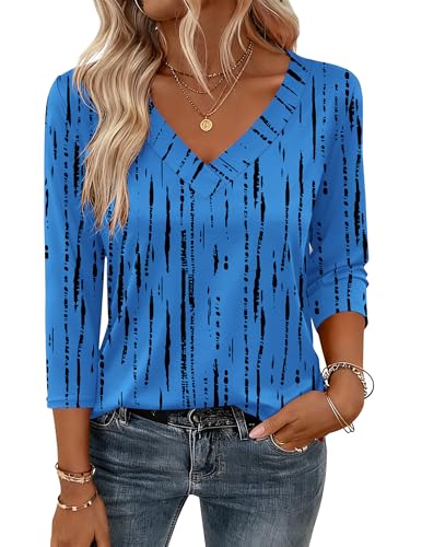 Zeagoo 3-4 Sleeve Shirts for Women V Neck Tunic 2026 Spring Fashion Tops Cute Boho Blouses Vacation Outfits