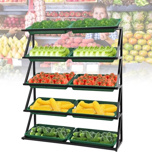 Estante para cestas de frutas y verduras: organización perfecta para tiendas de barrio