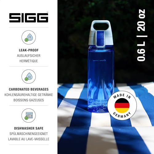 Sigg Total Color Blue Trinkflasche (0.6 L), schadstofffreie und auslaufsichere, leichte und bruchfeste Trinkflasche aus Tritan 2