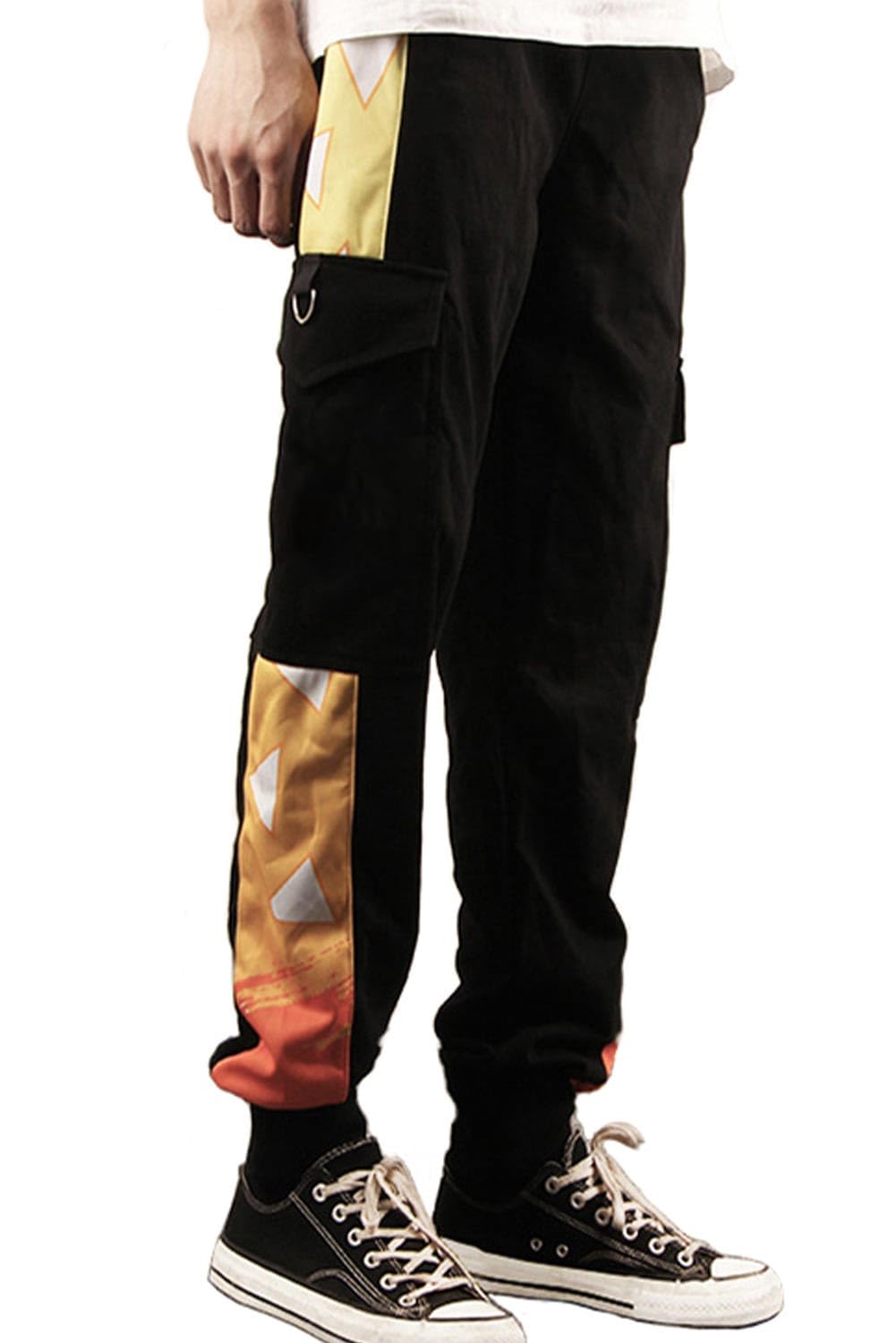 Roocnie Unisex Zenitsu Demon Anime Pants Jogger Cargo Pants Anime Casual Sweatpants Running Trousers With Pockets Hip Hop, X-Large