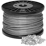 Storystore 3mm Wire Rope 50m, 304 Stainless Steel Wire Cable Rope Heavy Duty 7x7 Cross Section, 517kg Breaking Load stainless steel cable with 50 Pcs Aluminum Crimping Loop Sleeve