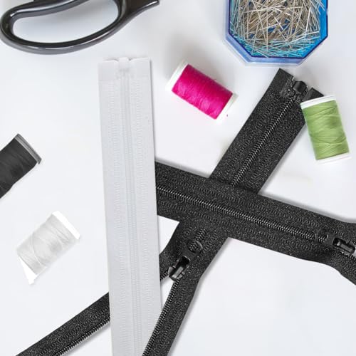 XYUXWLG Zips for Sewing, No.3 Nylon Zipper Chunky Plastic Open-Ended Zip Fasteners for Sewing, Crafts, Clothing (46cm/18in, white) - Image 5