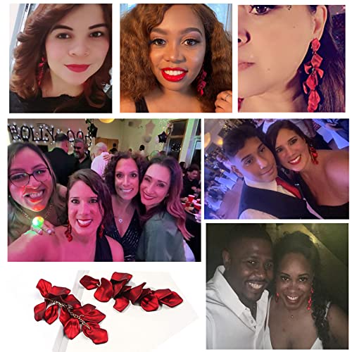 Dangle Acrylic Petal Earrings - Long Drop Rose Flower Earrings for Women2