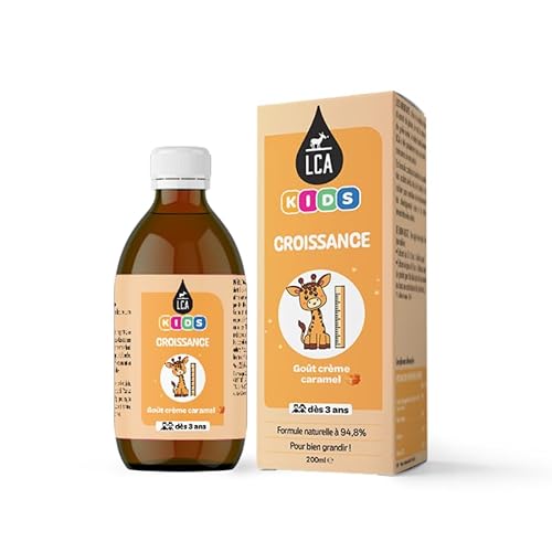 LCA KIDS CROISSANCE | Vitamine D3, Calcium, Gelée Royale, Miel | Enfants dès 3 ans | Goût Caramel | Ingrédients d'origine naturelle | Solution buvable | 200ml