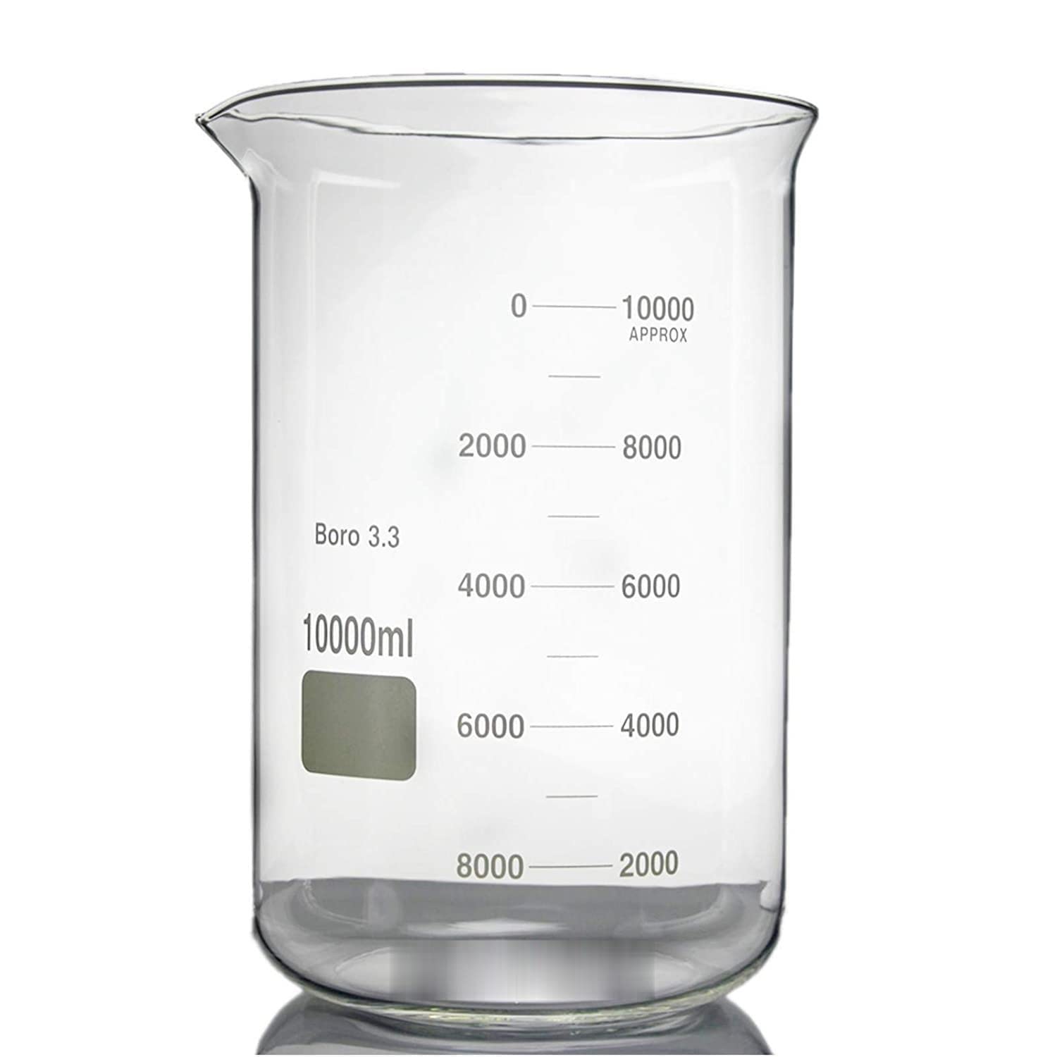 Dinglab,10000mL Borosilicate Glass Beaker,10Litre Low Form,Spout Mouth