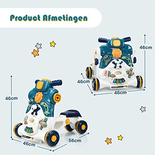 COSTWAY 3-in-1 Baby Zit-naar-Stand Loper, Kinderen Activiteitencentrum, Peuter Wandelwagen, Interactief Loopleerapparaat… - Image 8