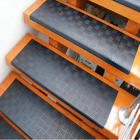 Envelor Anti-Slip Rubber Stair Treads - Non-Slip, Strong Grip - All-Weather Safety Step Mats for High Traction - Indoor or Outdoor (12 x 50 Inches, Checker, 6 Pack) Cover
