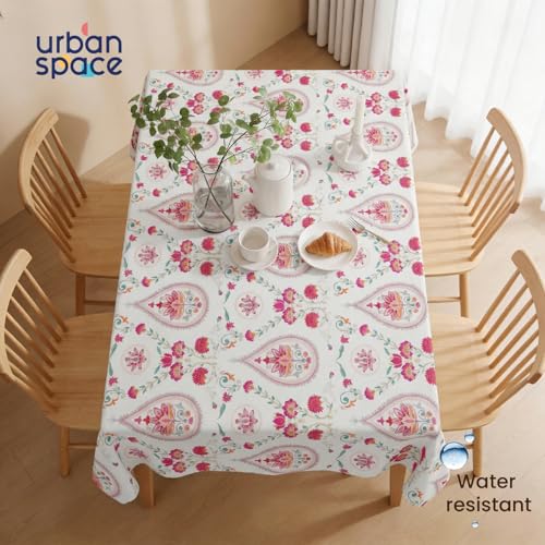Image of Urban Space Table Cover for Dining 4 Seater, Water, Dust and Stain Resistant Dining Table Cloth for 4 Seater, Anti Skid Cover Cloth for Center Table, Home Decor (Persian Courtyard Pink- 52 inchx72 inch)