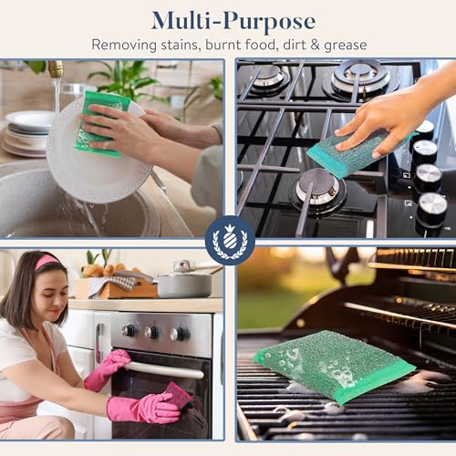 Image of Simplified 6-Pack Steel Scouring Sponges with Rust Resistant Stainless Steel Threading for Home and Kitchen Cleaning Supplies, Heavy Duty Cleaning Sponge for Kitchen & Bathroom, Multicolor